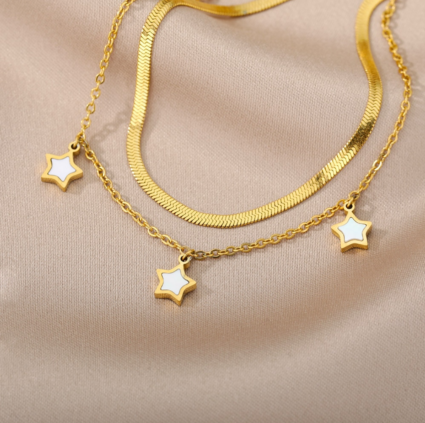 Starred Snake Chain Gold Anklet