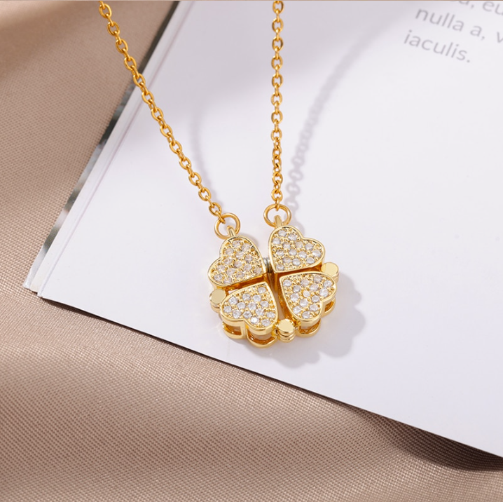 Heart Diamond Studded Gold Necklace