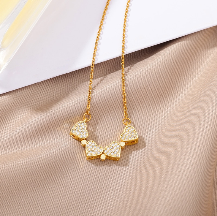 Heart Diamond Studded Gold Necklace