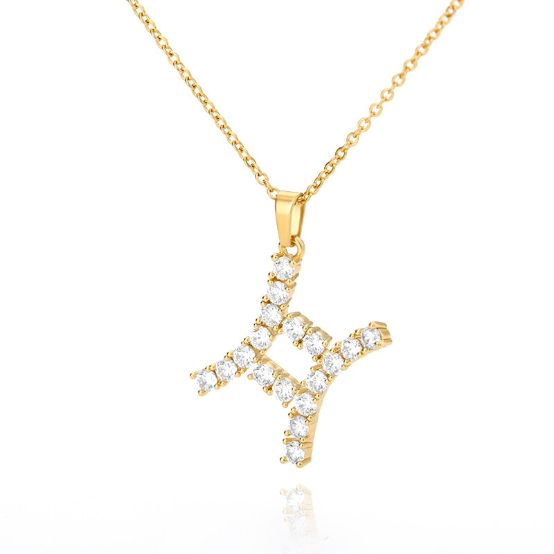 Diamond Zodiac Sign Pendant Gold Necklaces