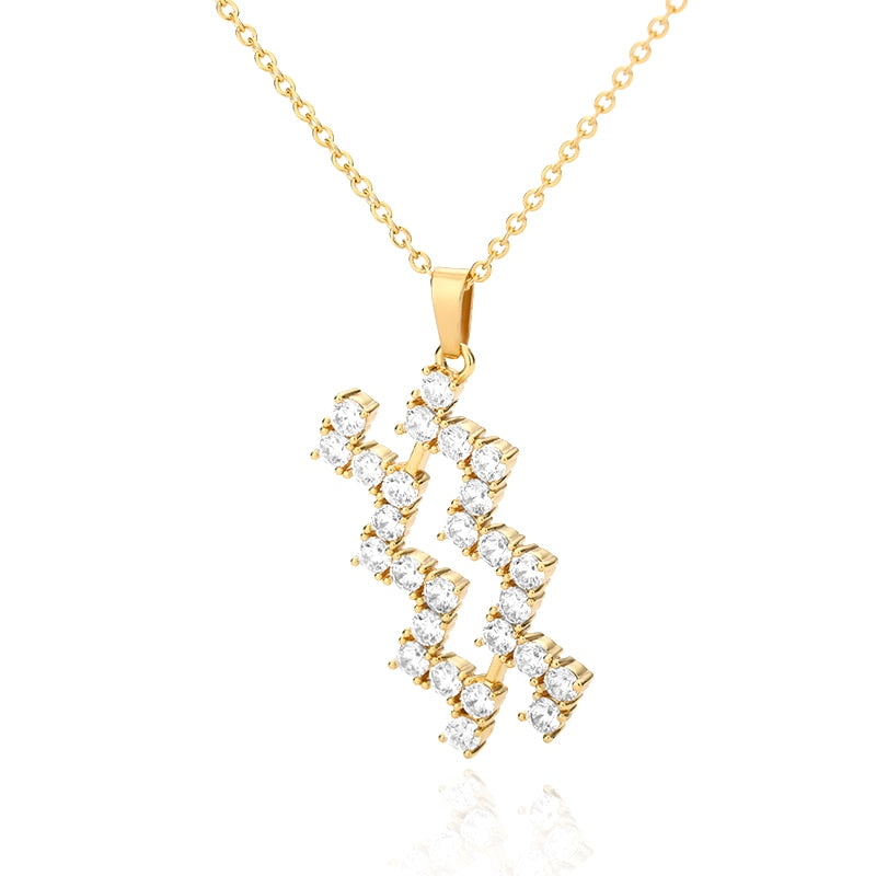 Diamond Zodiac Sign Pendant Gold Necklaces