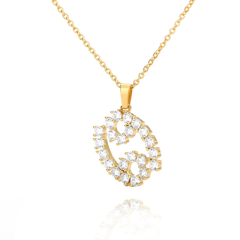 Diamond Zodiac Sign Pendant Gold Necklaces