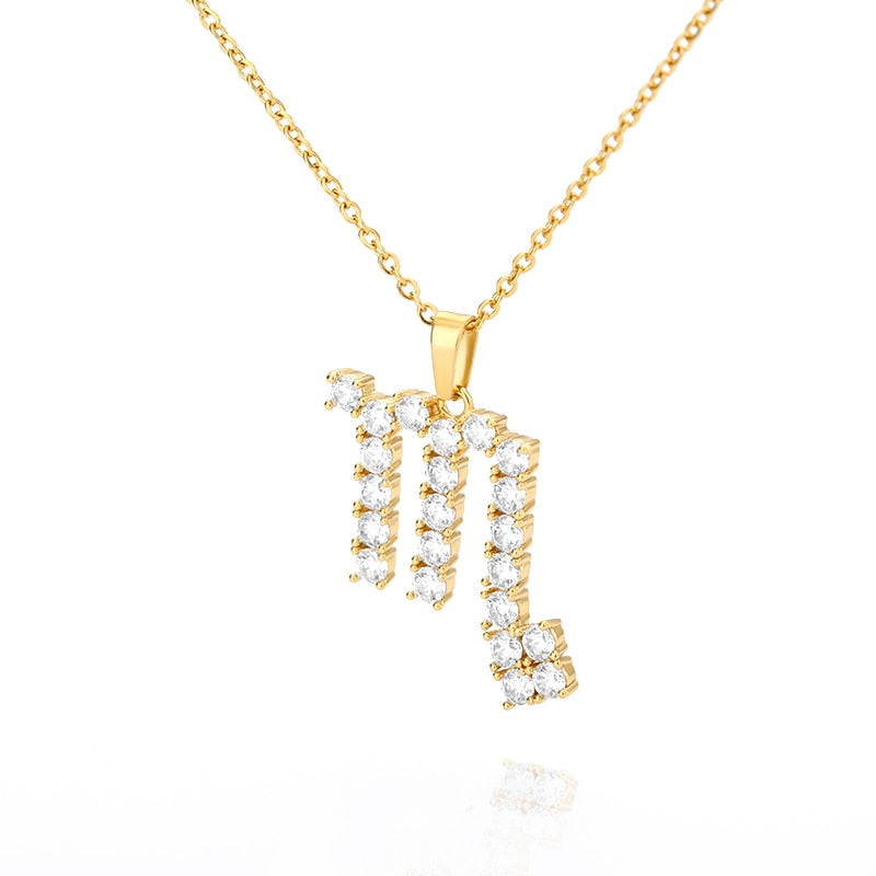 Diamond Zodiac Sign Pendant Gold Necklaces