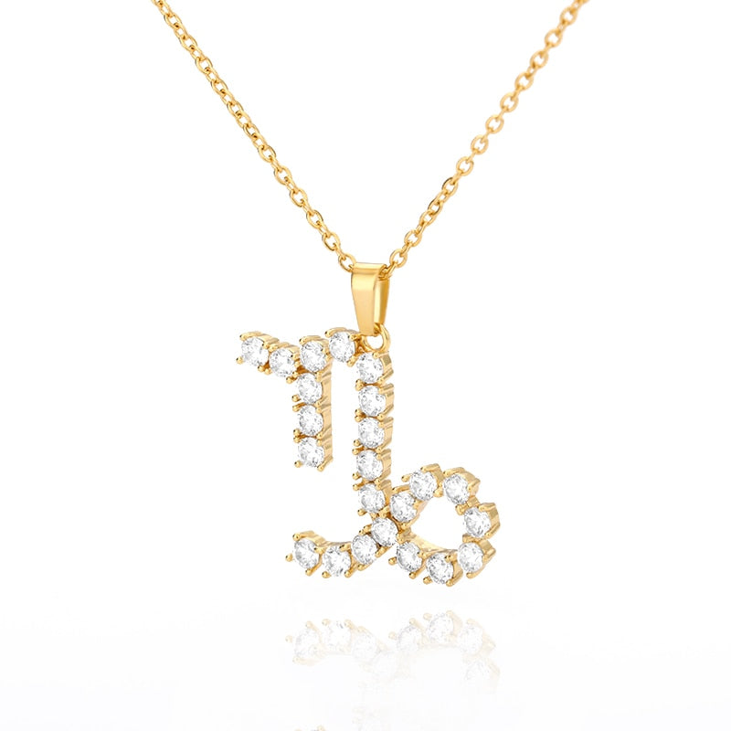 Diamond Zodiac Sign Pendant Gold Necklaces