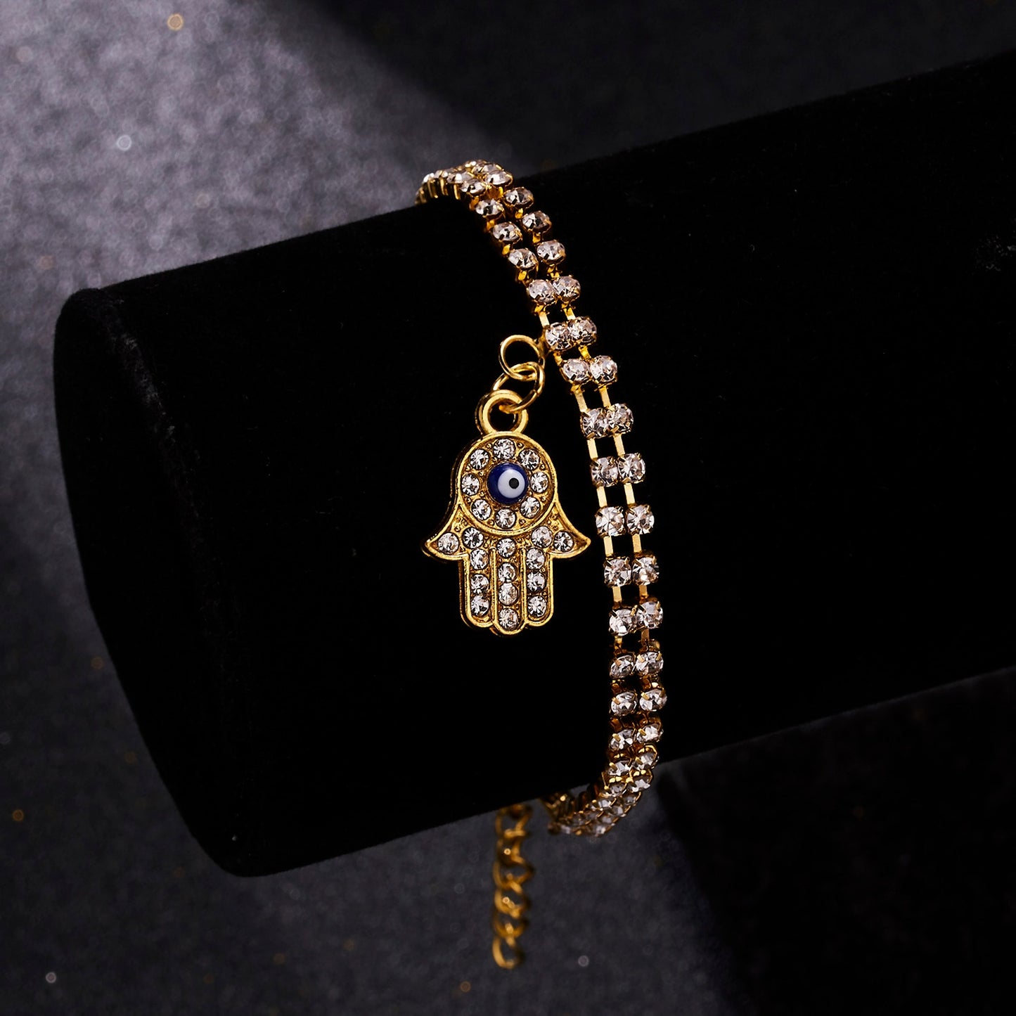 Evil Eye Hand of Hamsa Charm Gold Bracelets