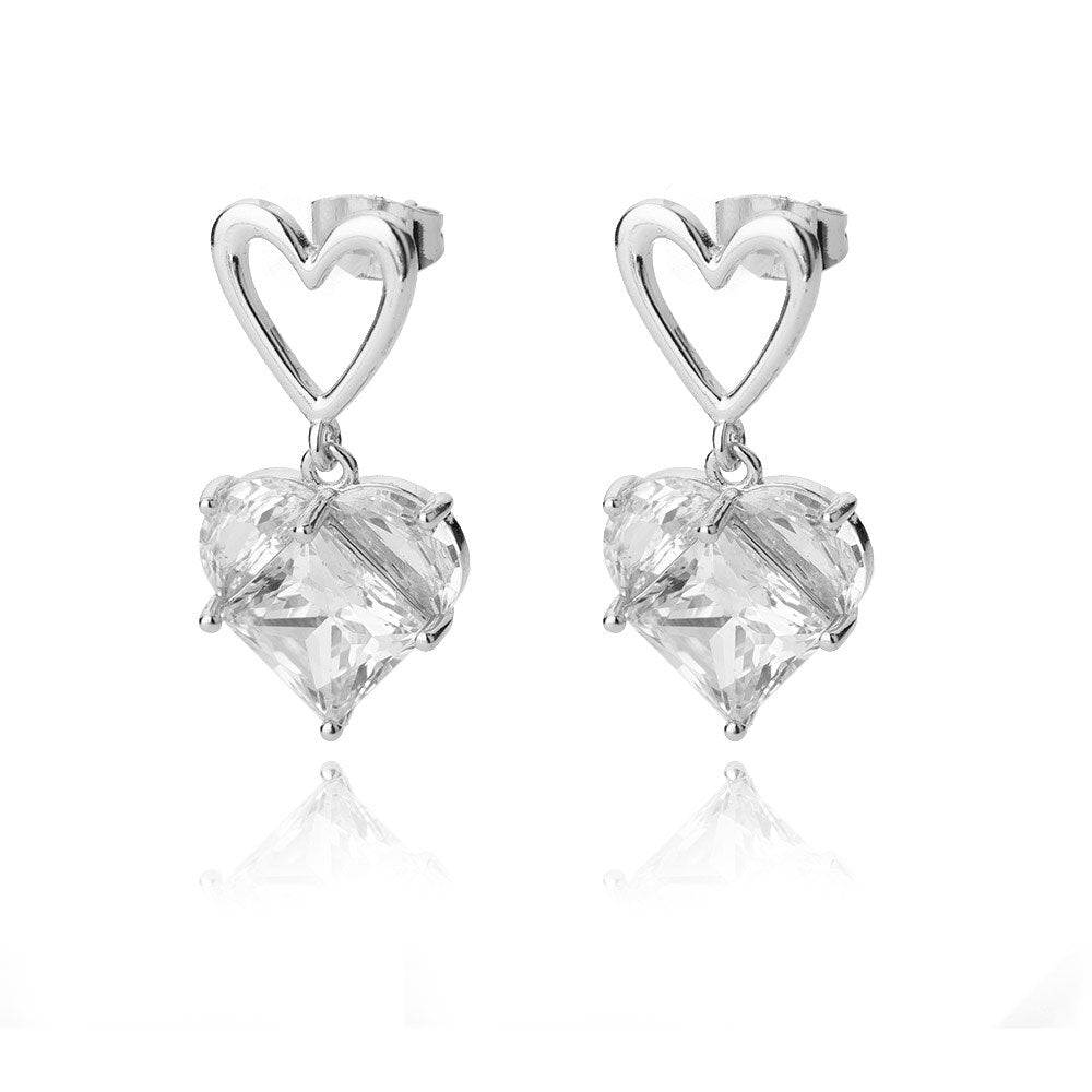 Zircon Heart Stud Earrings