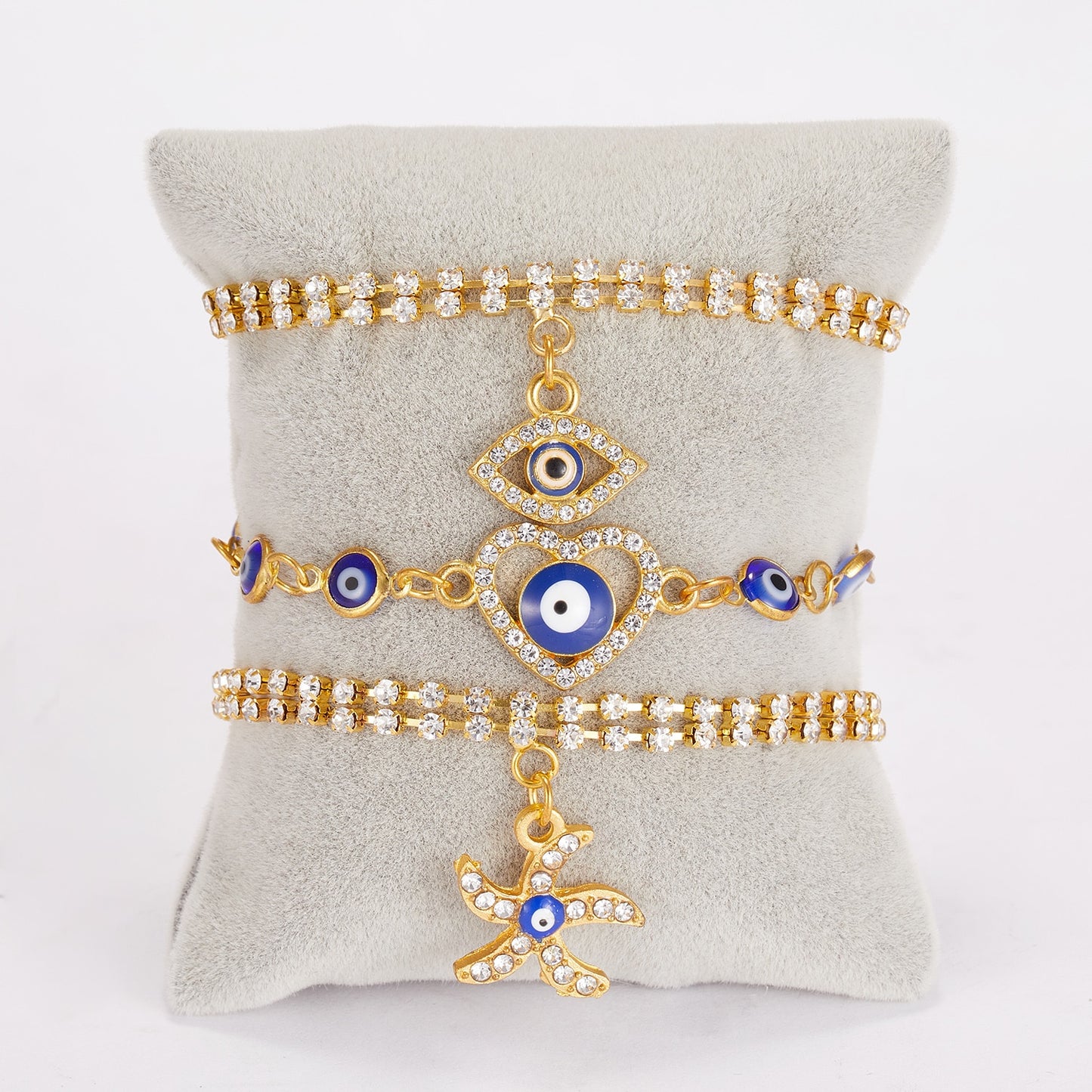 Evil Eye Hand of Hamsa Charm Gold Bracelets