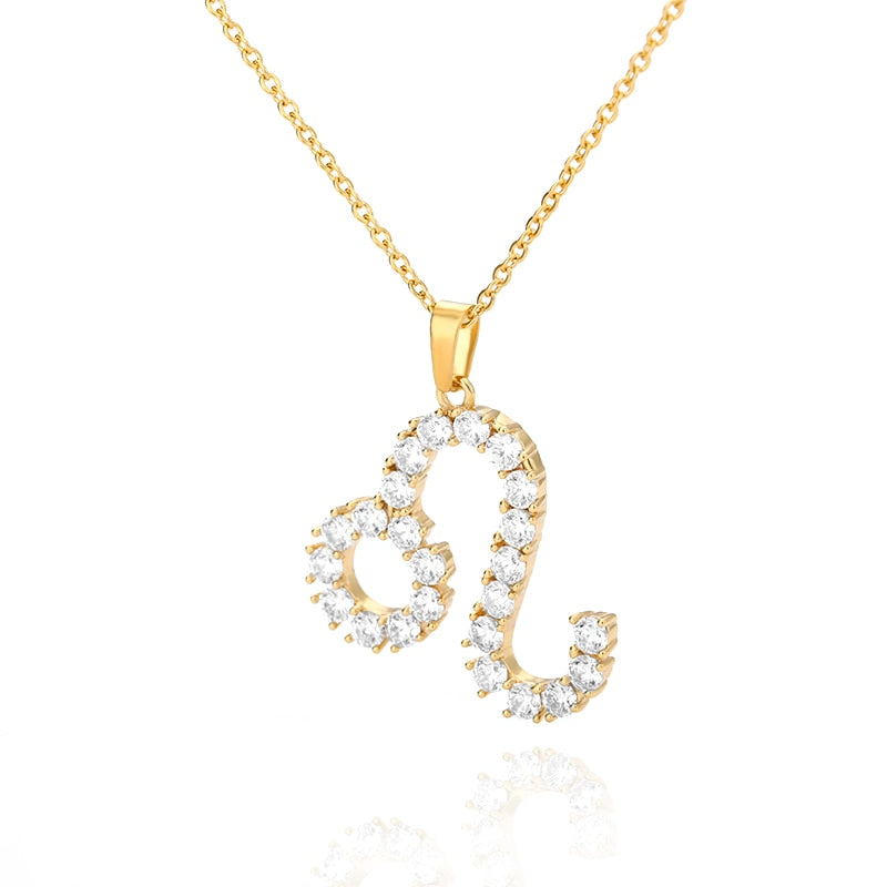 Diamond Zodiac Sign Pendant Gold Necklaces