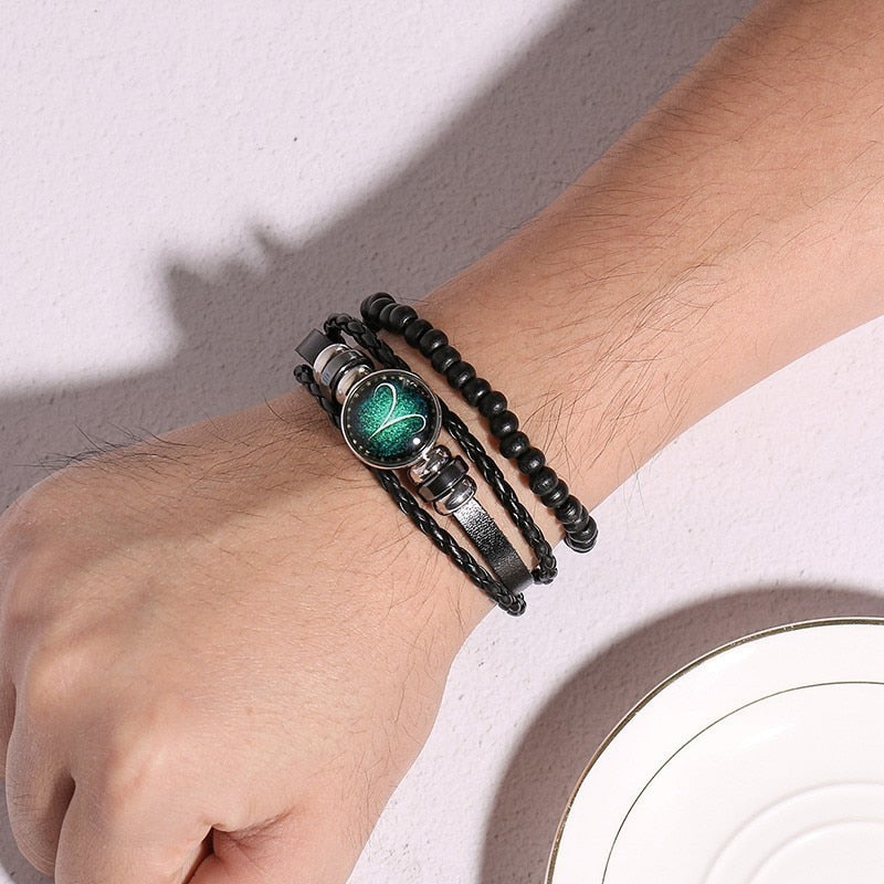 Horoscope Multi-layer Leather Rope Bracelets