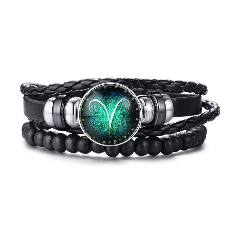 Horoscope Multi-layer Leather Rope Bracelets