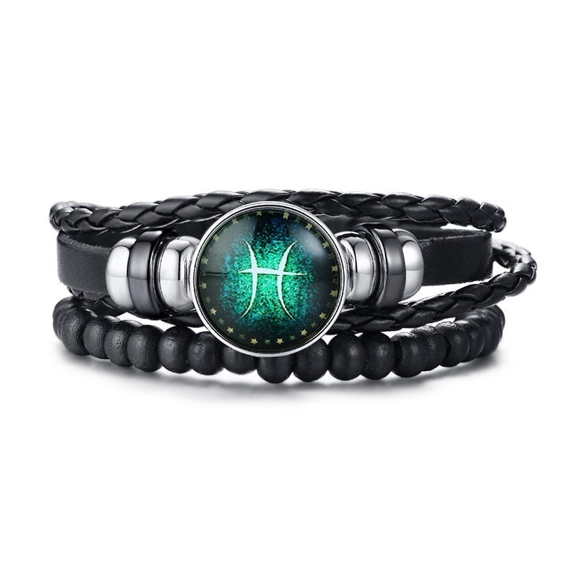 Horoscope Multi-layer Leather Rope Bracelets