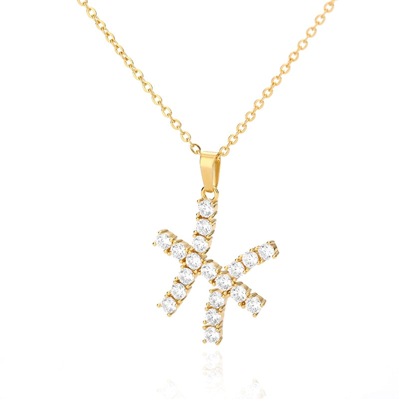 Diamond Zodiac Sign Pendant Gold Necklaces