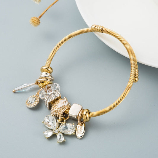 Butterfly Charm Pendant Gold Bracelet
