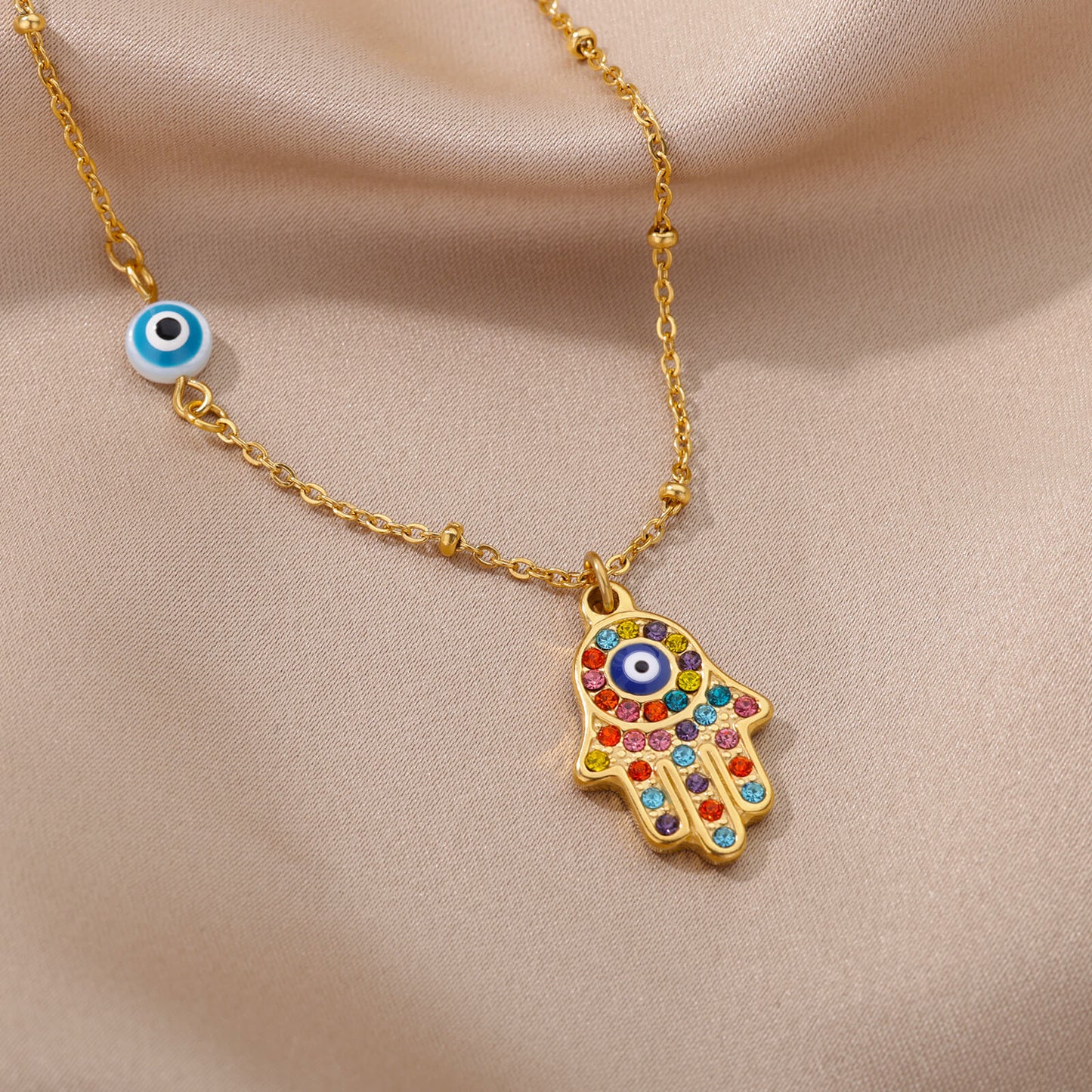 Hand of Hamsa Pendant Necklace