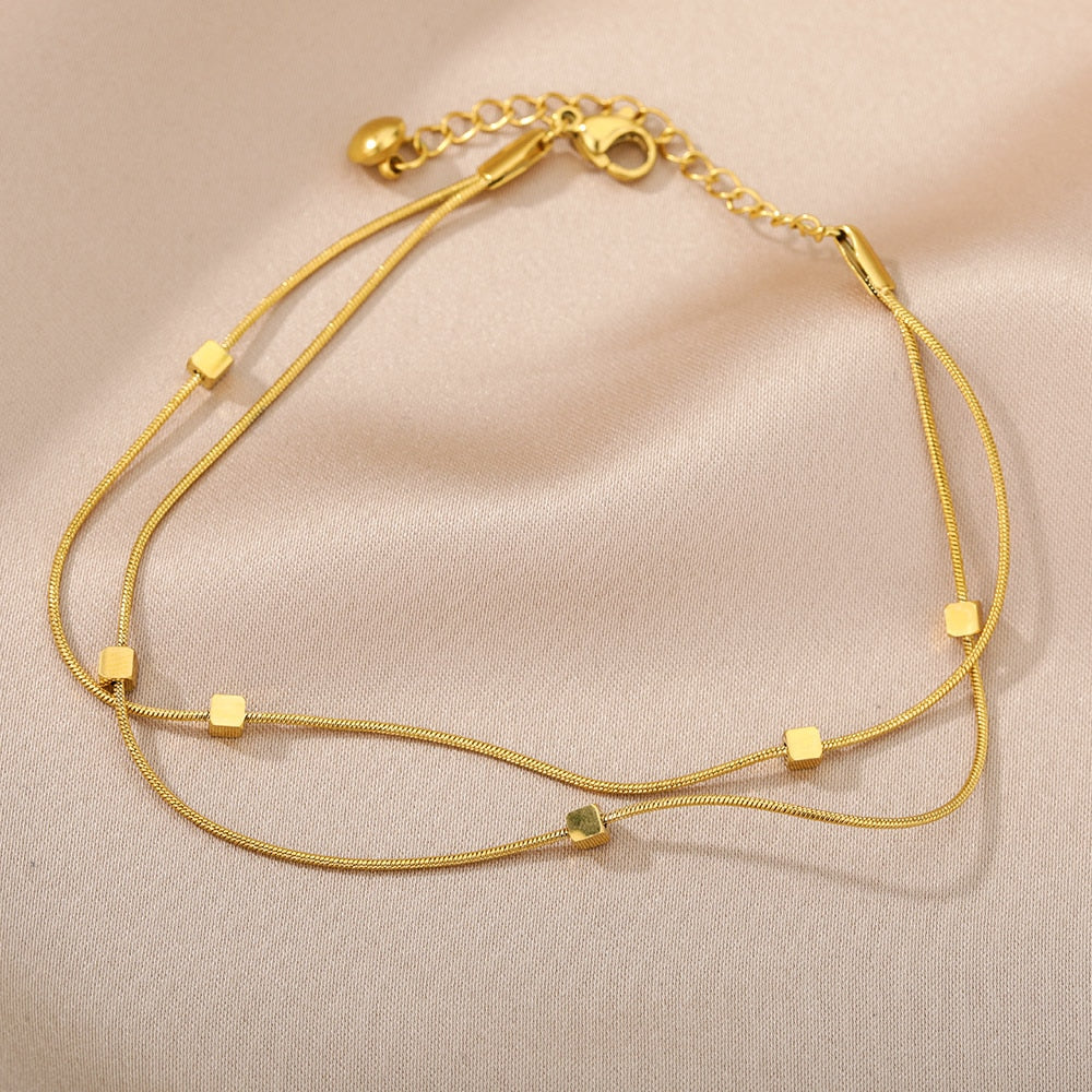 Geometric Shape Gold Rope Anklet