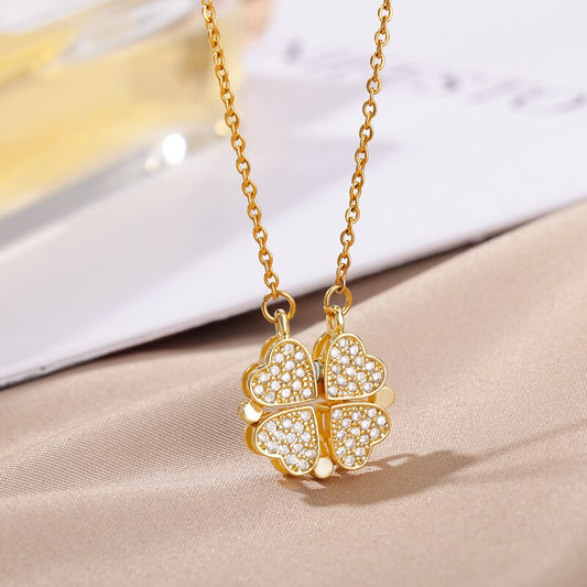 Heart Diamond Studded Gold Necklace