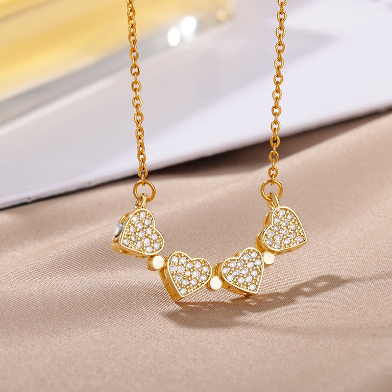 Heart Diamond Studded Gold Necklace