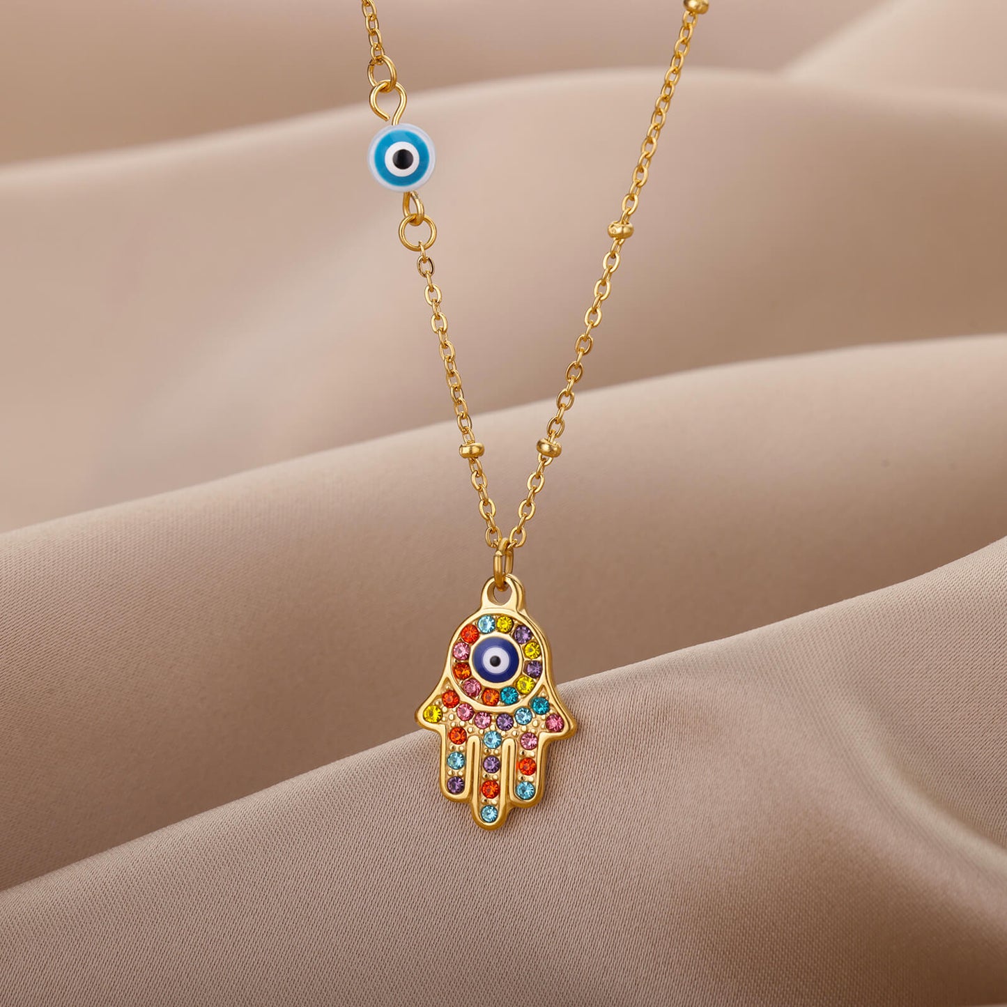 Hand of Hamsa Pendant Necklace