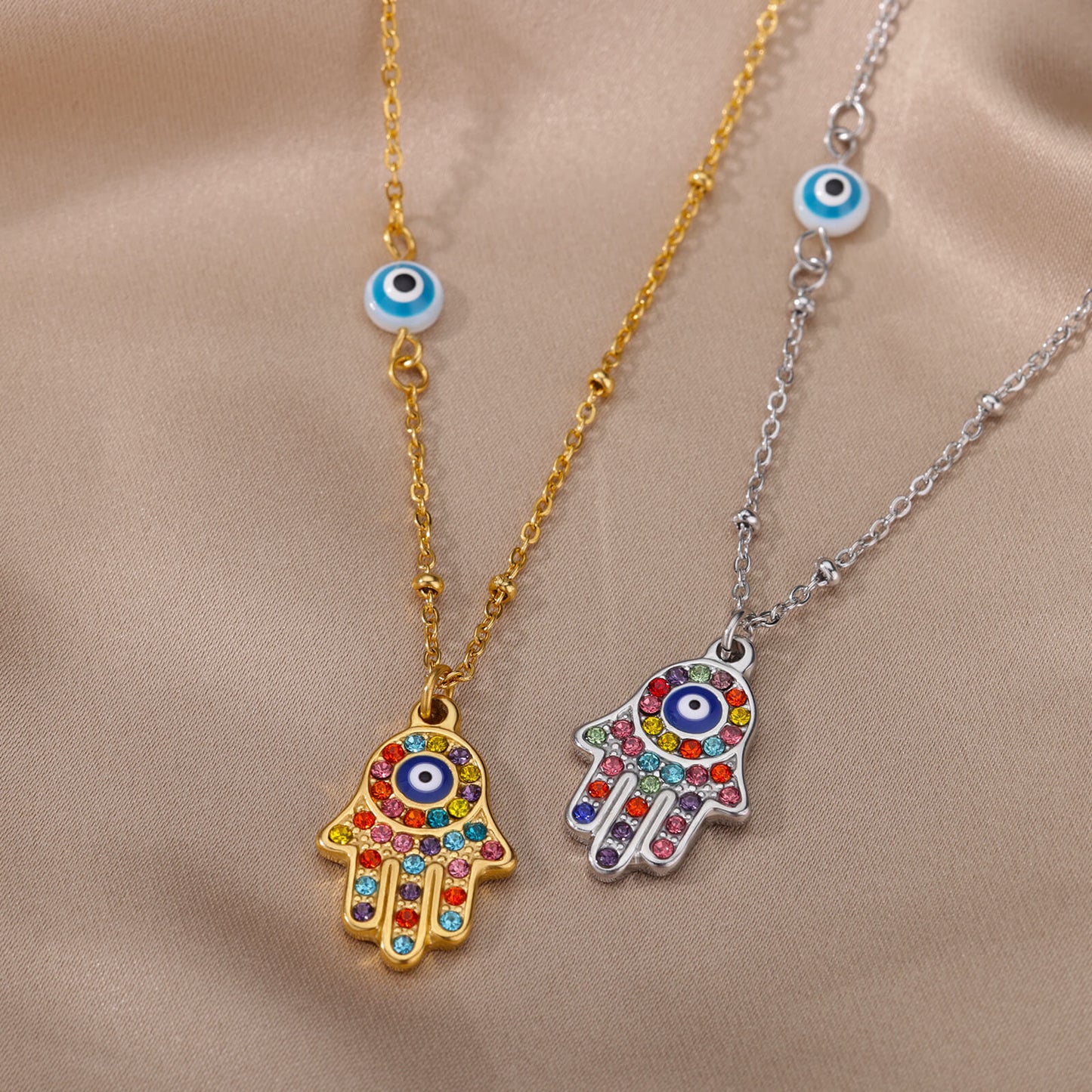 Hand of Hamsa Pendant Necklace