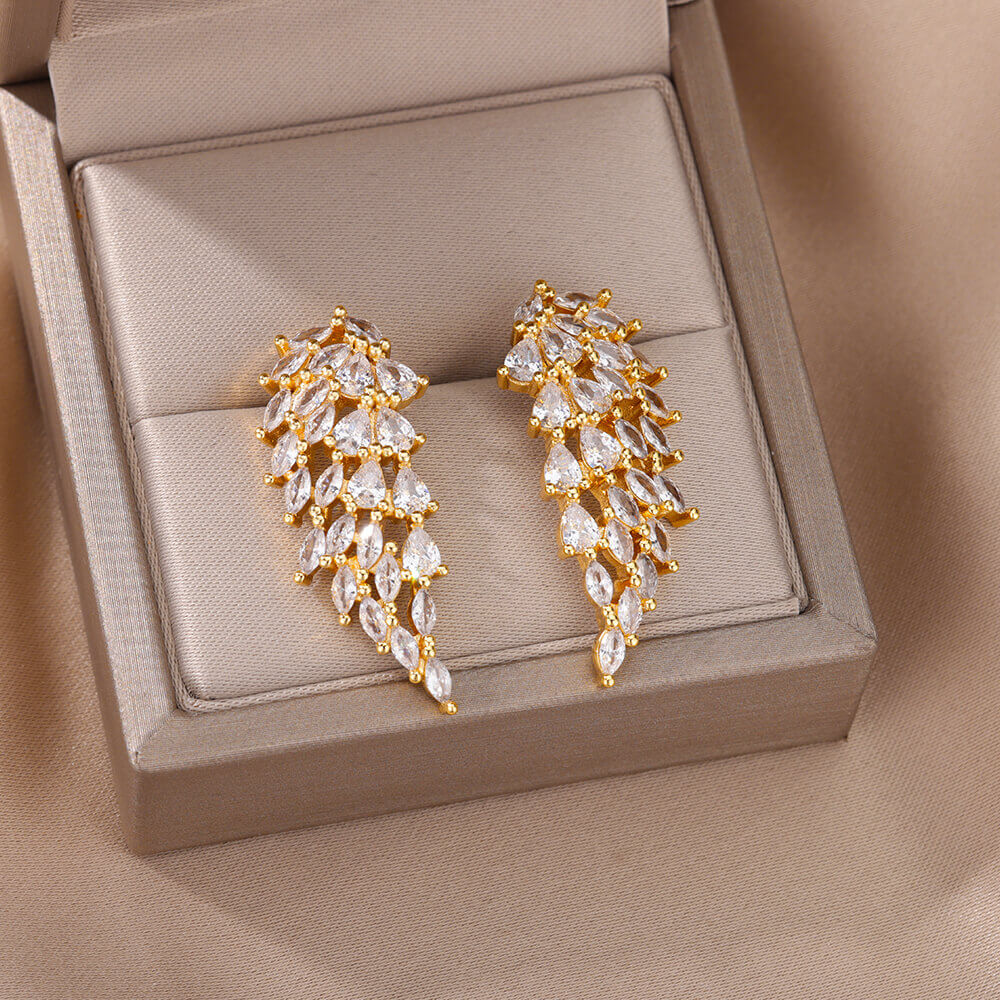 Celestial Angel Wing Gold Earrings