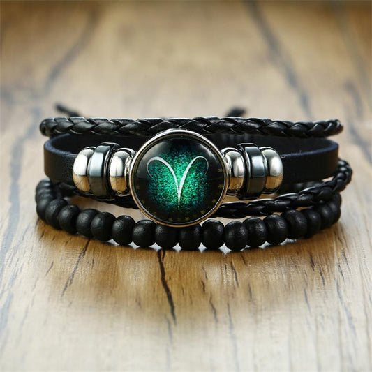 Horoscope Multi-layer Leather Rope Bracelets